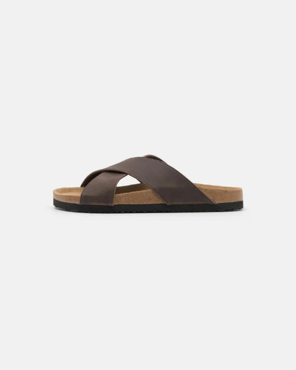 Crossover Suede Cork Sandals