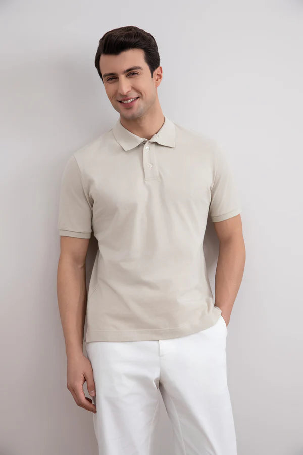 Beige Cotton-Pique Polo Shirt
