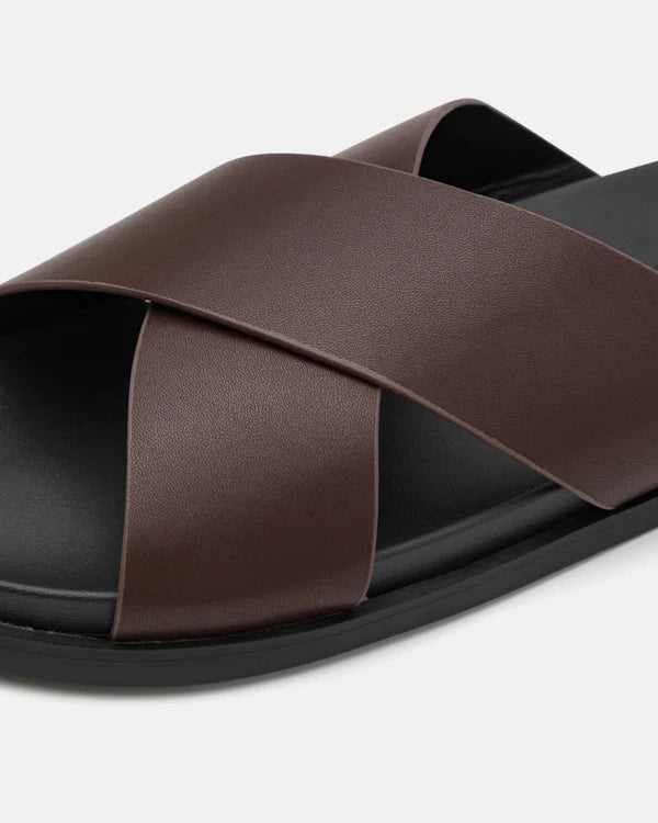 Crossover Leather Cork Sandals